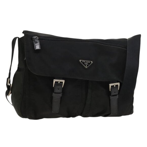 PRADA Shoulder Bag Nylon Black Silver Auth sw1204 - Picture 1 of 15